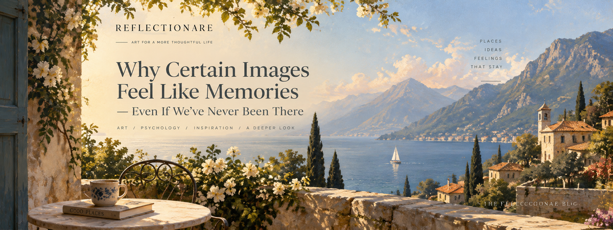 Why Certain Images Feel Like Memories — nostalgic sunset landscape and quiet reflective moment exploring art, memory and emotion