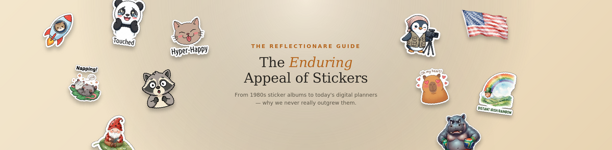 Blog banner with eleven cartoon animal and novelty stickers.