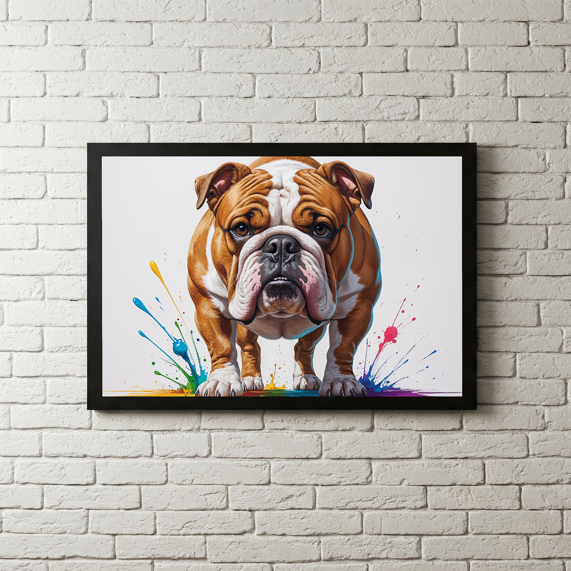 Colorful digital art of a bulldog by Reflectionare, featuring vibrant, abstract colors and a modern artistic style.