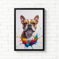 Colorful French Bulldog digital art by Reflectionare showcasing vibrant, abstract design with bold, lively colors and modern style.