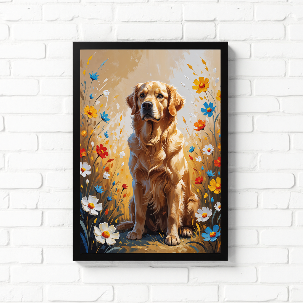 Golden Retriever in Wildflowers Wall Art | Digital Download