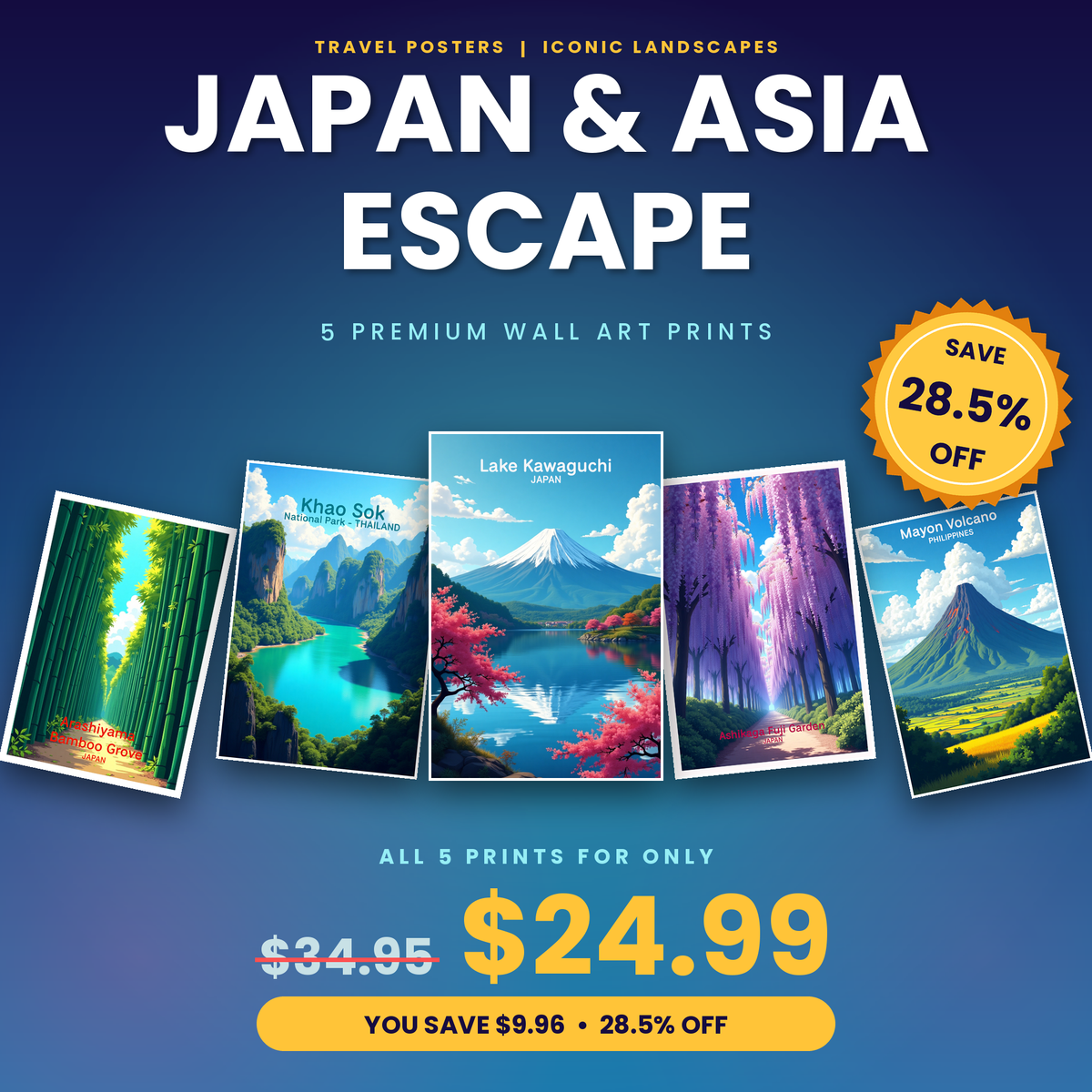 Japan & Asia Escape - 5 Premium Wall Art Prints Bundle