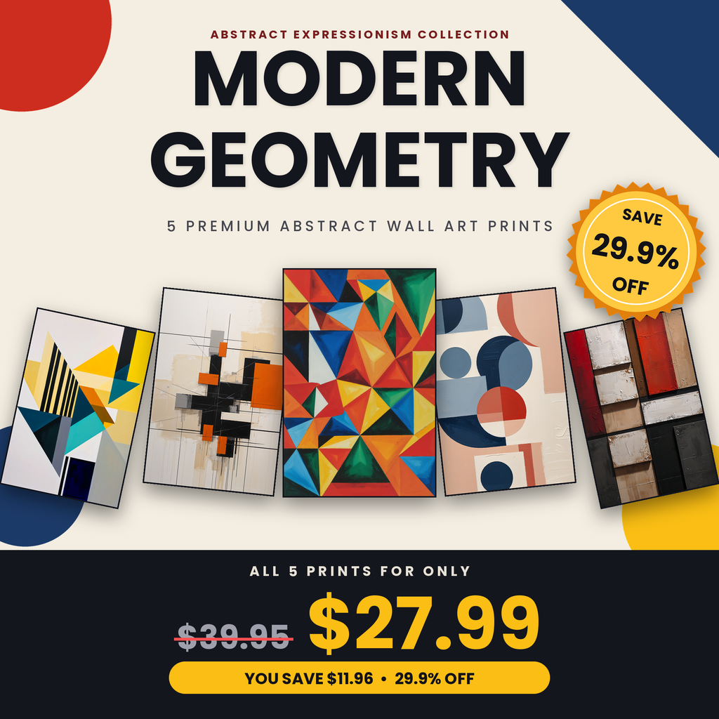 Modern Geometry - 5 Premium Abstract Wall Art Prints Bundle