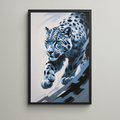 Abstract Snow Leopard II digital art print by Reflectionare featuring modern wildlife decor with a sleek, artistic depiction of a snow leopard.