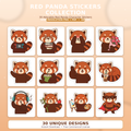 Cute Red Panda Stickers PNG Clipart Pack | Digital Download