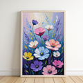 Colorful Impasto Wildflower Bouquet Oil Painting Wall Art