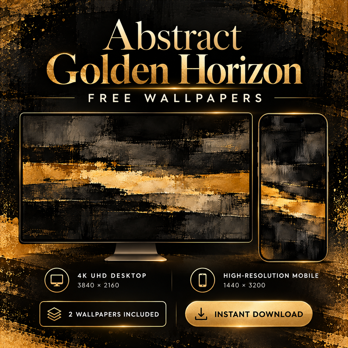 Abstract Golden Horizon – Free 4K Wallpaper | Digital Download