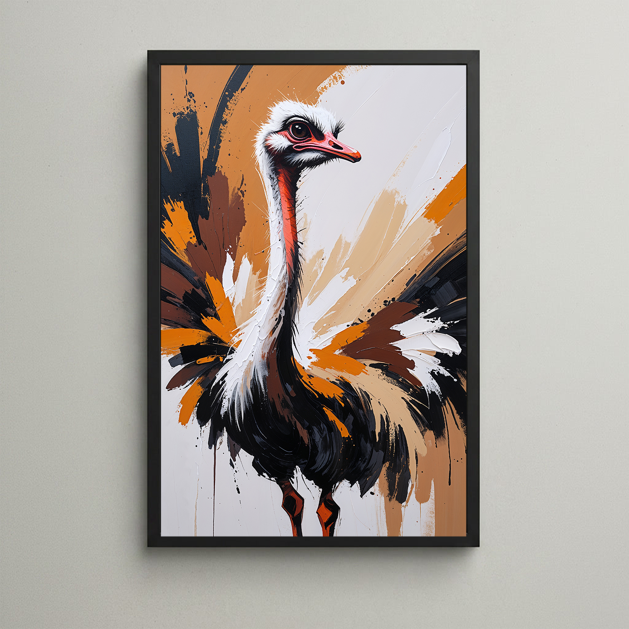 Abstract Ostrich Portrait Wall Art Print | Digital Download