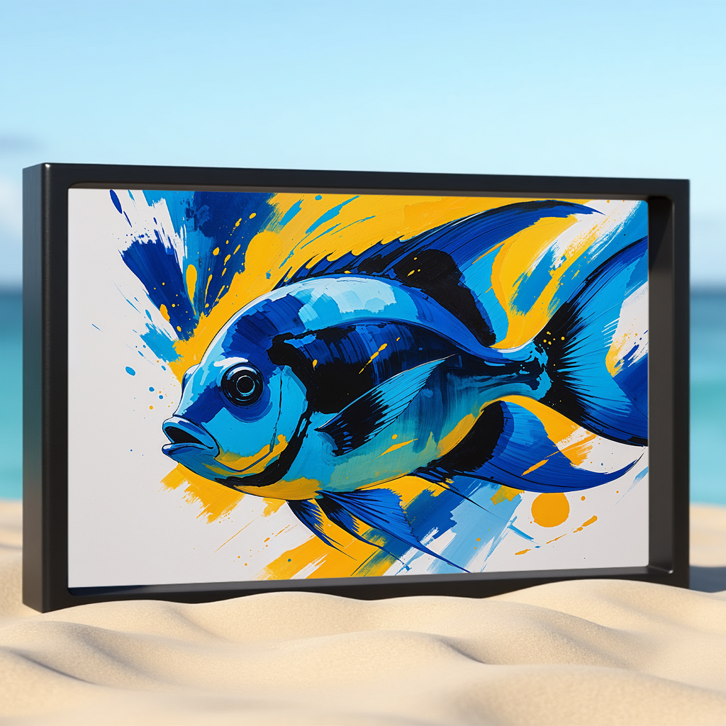 Abstract Blue Fish Poster | Digital Download