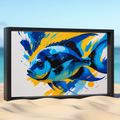 Abstract Blue Fish Poster | Digital Download