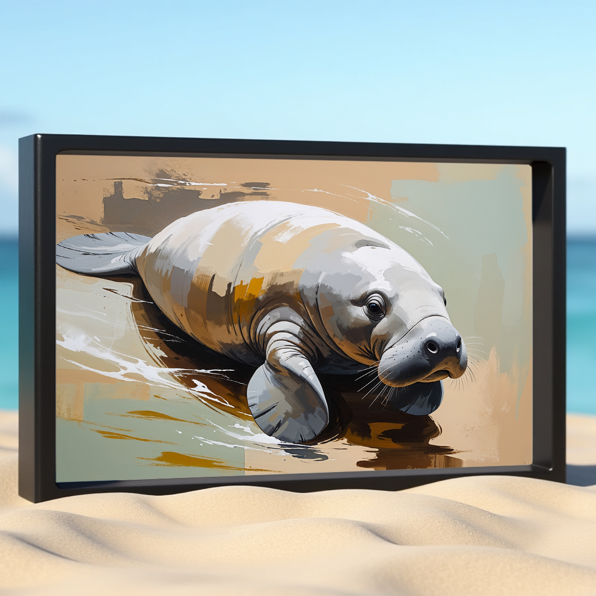 Abstract Manatee Painting Wall Art | Digital Download