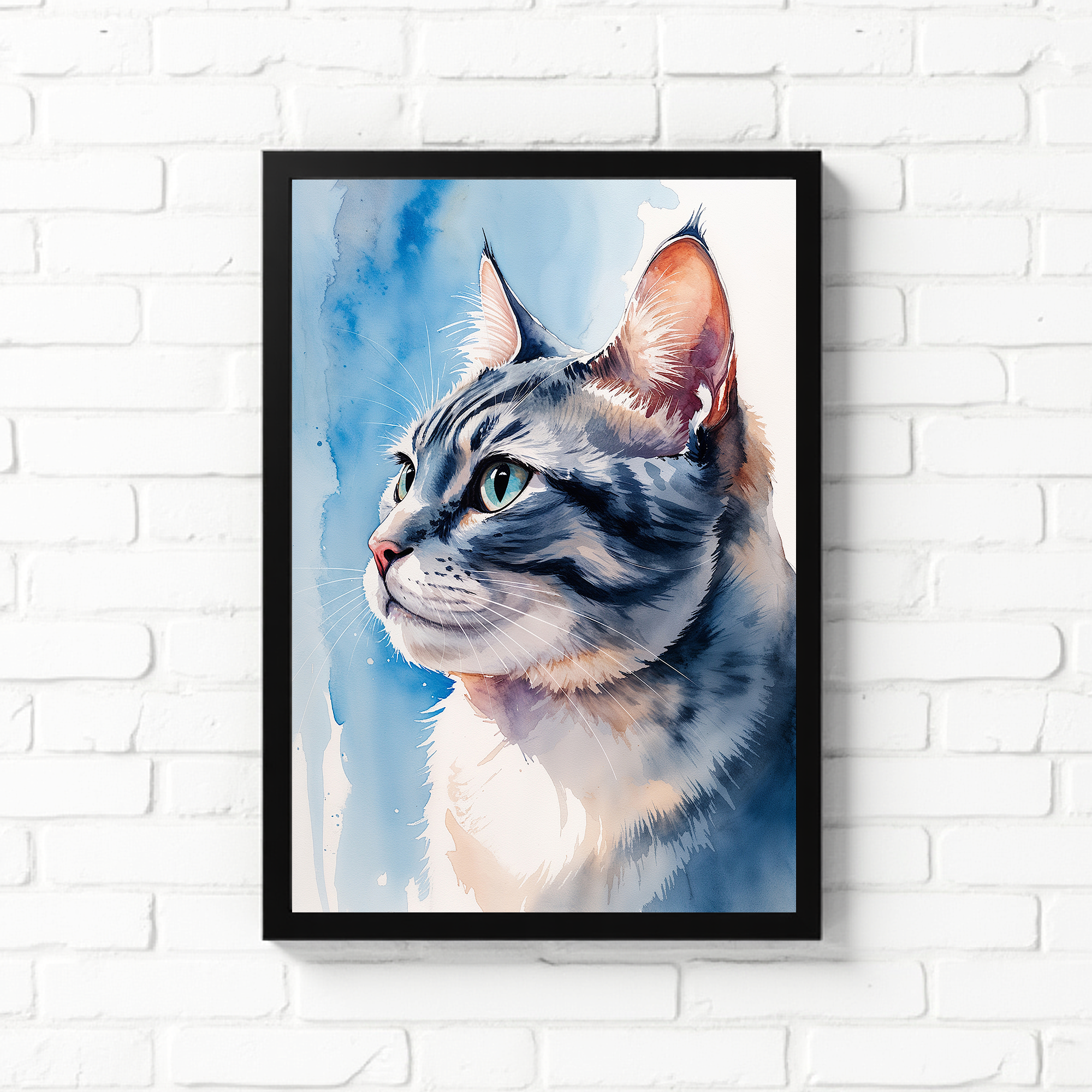 Watercolor American Shorthair Cat Art Print | Digital Download