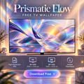 Prismatic Flow free 4K and 8K TV wallpaper preview with iridescent glass forms