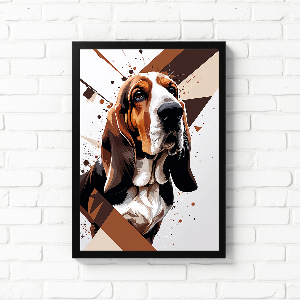 Geometric Basset Hound Art Print - Digital Download