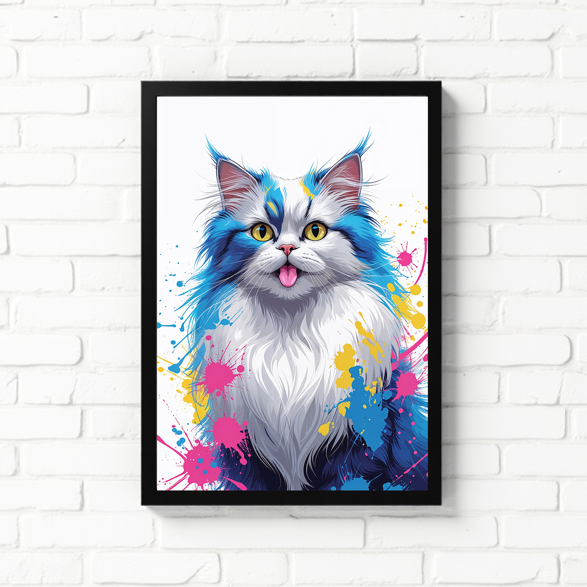 Colorful long-haired cat abstract art poster by Reflectionare