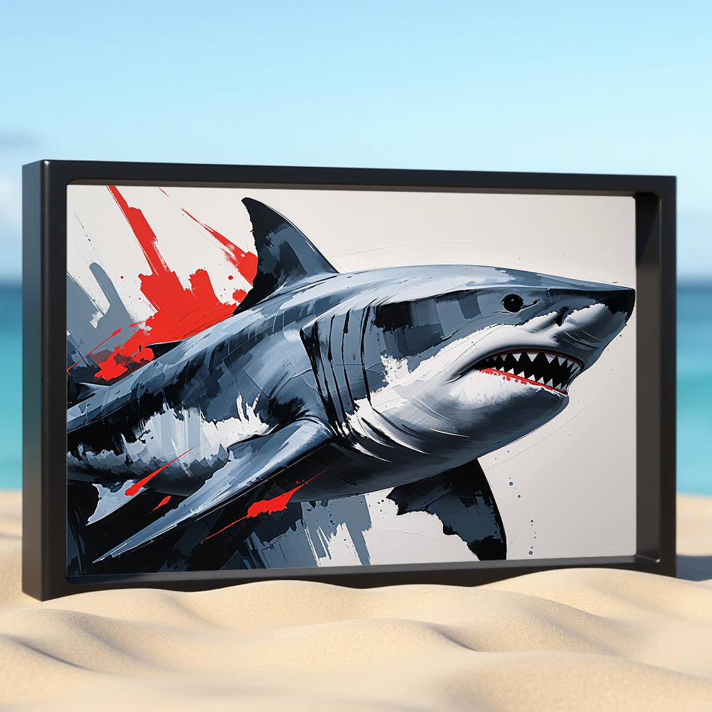 Modern Shark Painting Expressive Wall Art | Digital Download