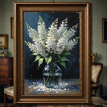 Vintage White Lilac Oil Painting Printable Wall Art | Digital Download