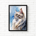 Watercolor Maine Coon Cat Art Print | Digital Download