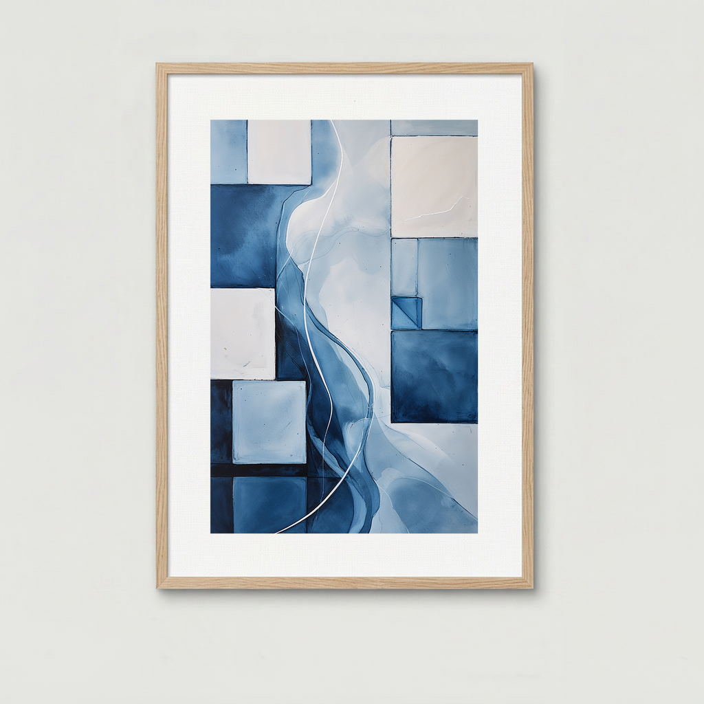Abstract blue digital art piece titled "Current" by Reflectionare featuring flowing blue and white currents in a modern design.