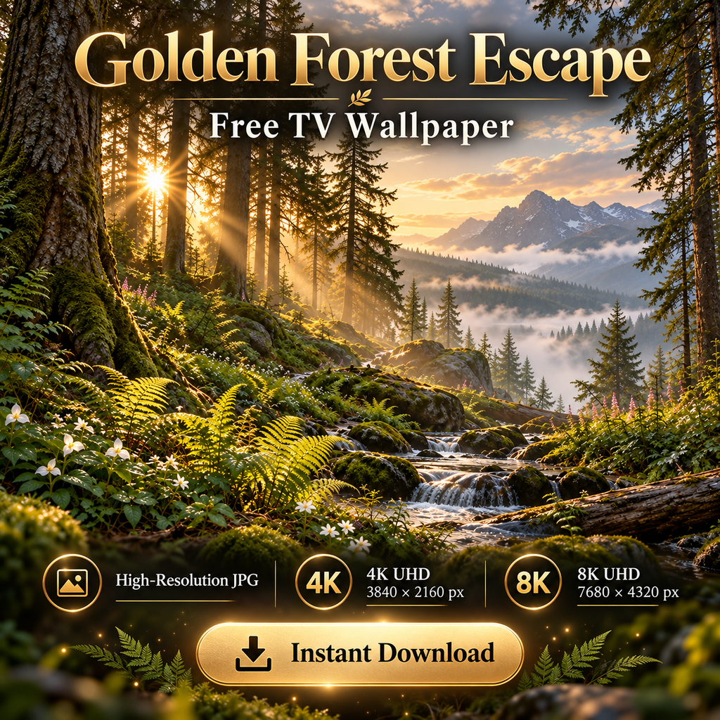 Golden Forest Escape – Free 4K & 8K TV Wallpaper