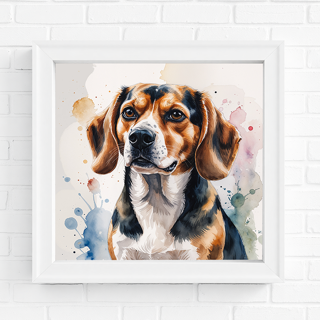 Watercolor Beagle Dog Painting Printable Wall Art