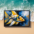 Vibrant Yellow and Blue Striped Fish Painting | Digital Download