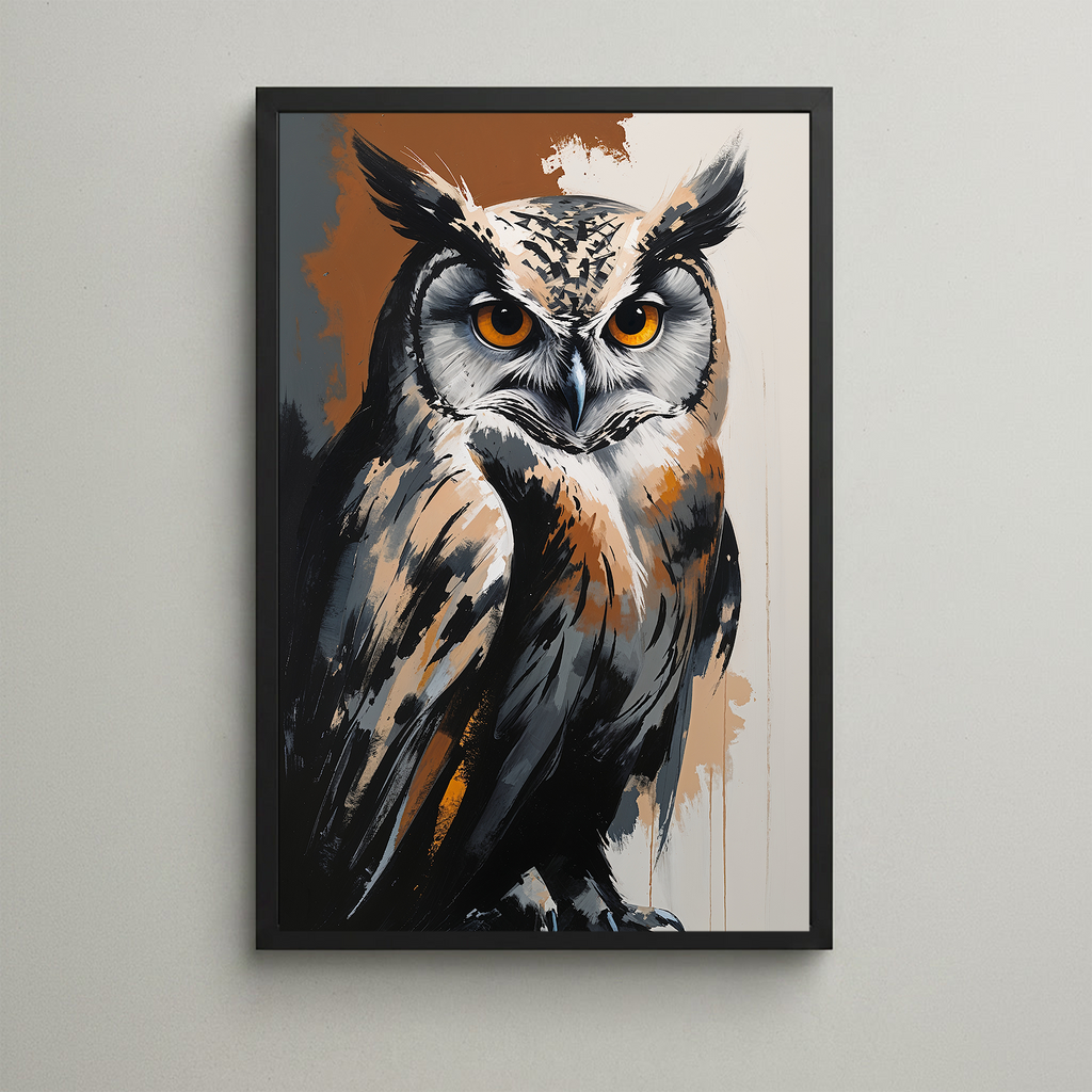 Abstract Owl Portrait Wall Art Print | Digital Download