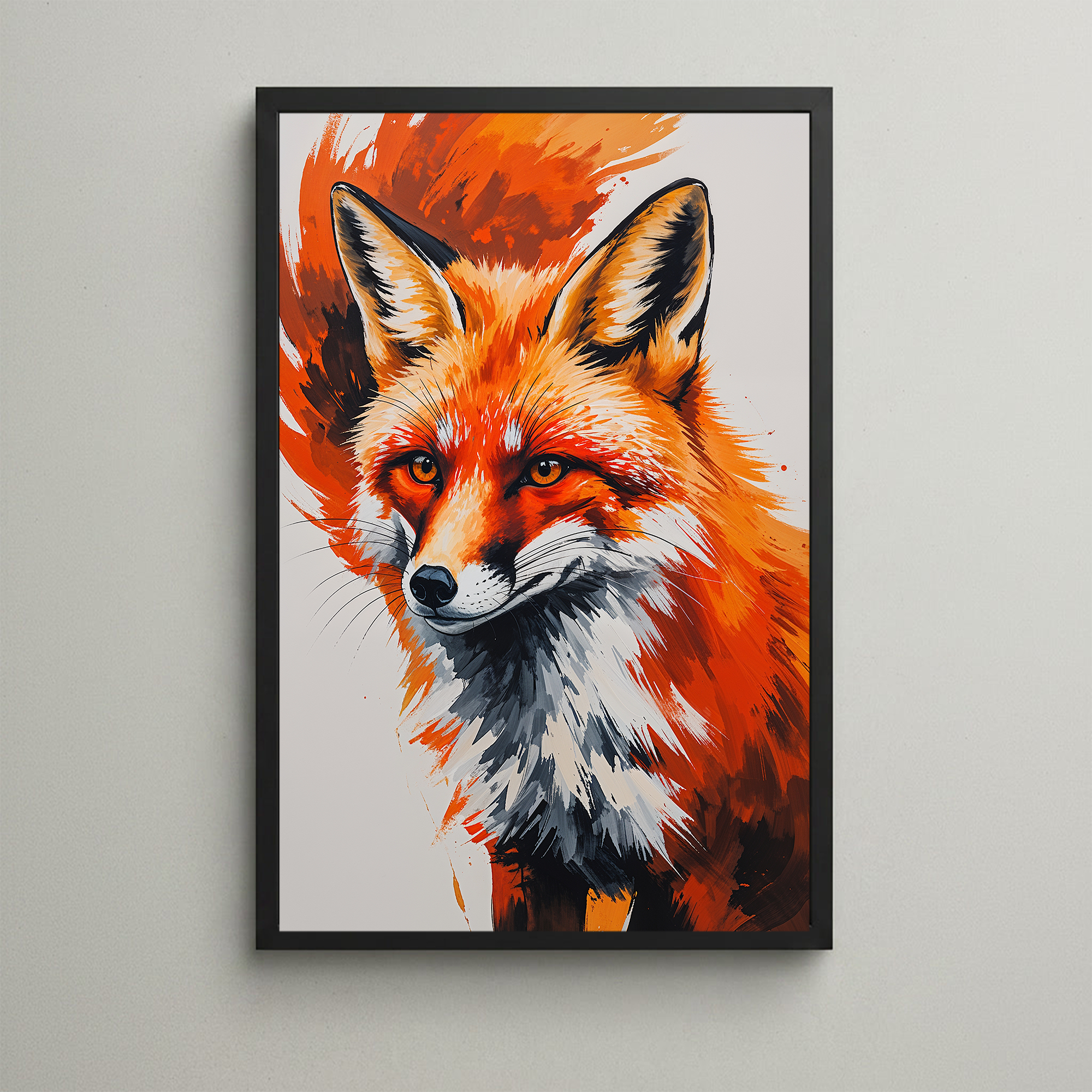 Abstract Red Fox Portrait Wall Art | Digital Download