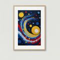 Abstract cosmic swirl impasto oil painting print by Reflectionare, featuring celestial textured seascape digital art.