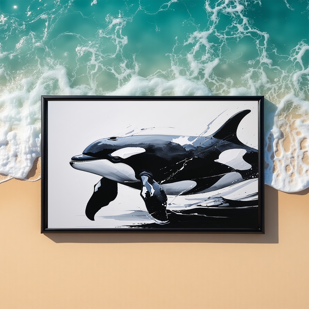 Abstract Orca Killer Whale Painting Wall Art | Digital Download