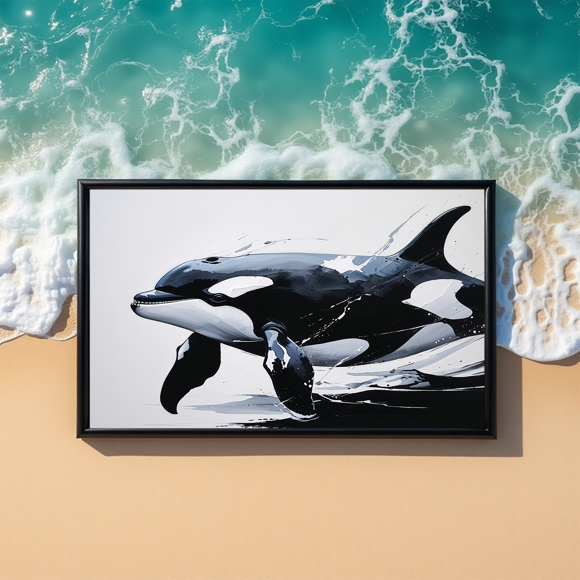 Abstract Orca Killer Whale Painting Wall Art | Digital Download