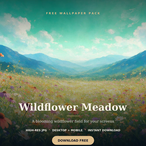 4K Wildflower Meadow Mountain Wallpaper | Free Digital Download