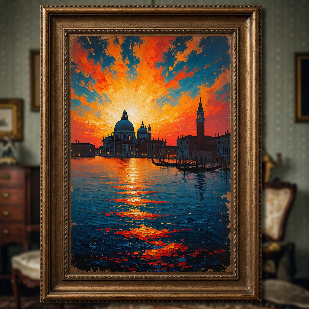 Venice Sunset Painting Canal Wall Art | Digital Download