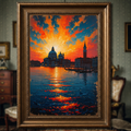 Venice Sunset Painting Canal Wall Art | Digital Download