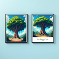 Digital art of a large banyan tree by Reflectionare, featuring intricate details and lush green foliage.