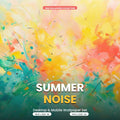 Summer Noise abstract wallpaper with yellow, coral, turquoise and white paint splashes
