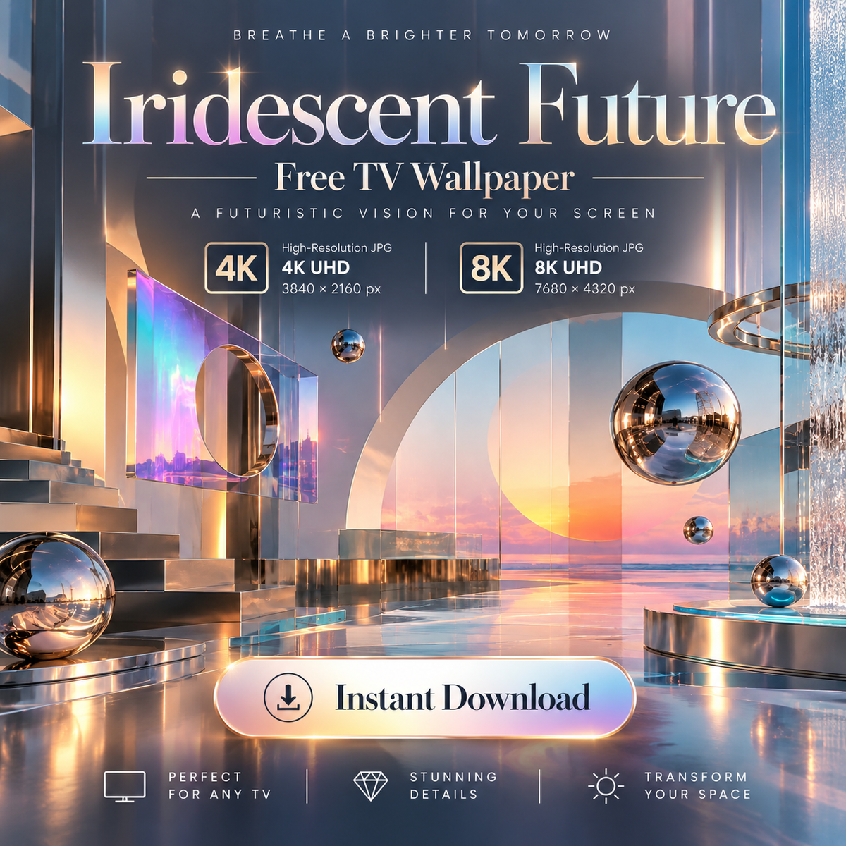 Iridescent Future – Free 4K & 8K TV Wallpaper
