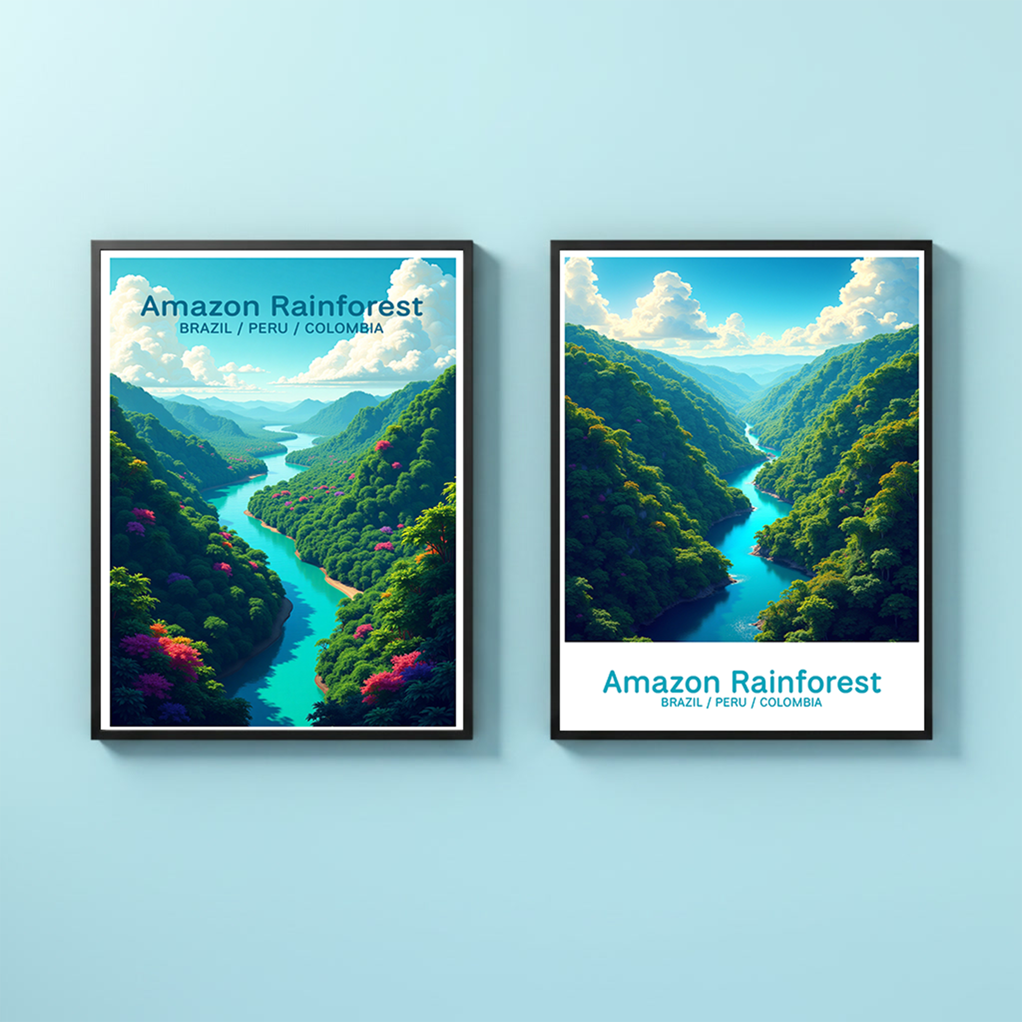 Digital art of the Amazon Rainforest by Reflectionare, showcasing lush green trees and vibrant jungle scenery.