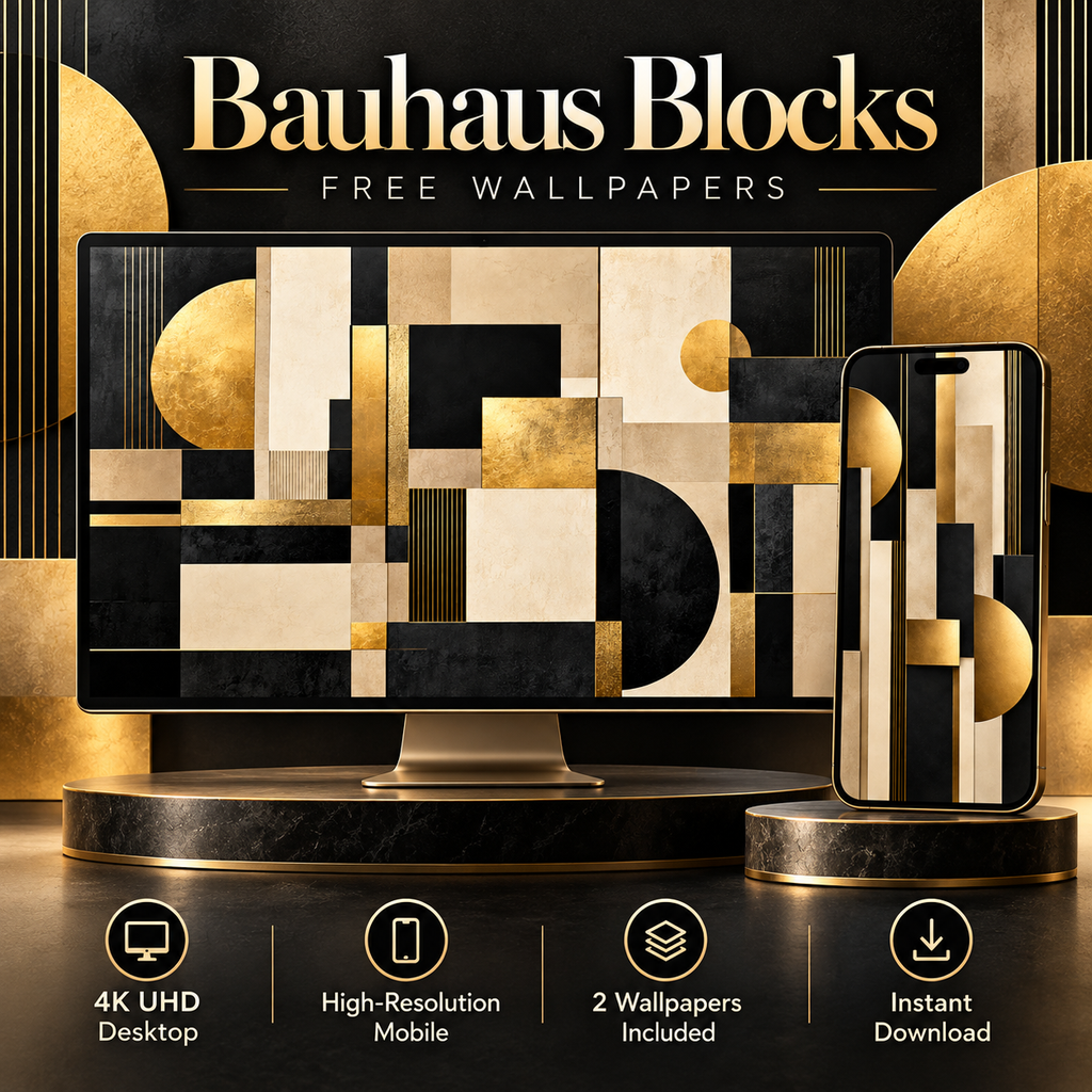 Bauhaus Blocks – Free 4K Wallpaper | Digital Download