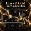 Black & Gold Line Composition – Free 4K Wallpaper | Digital Download