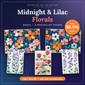 Midnight & Lilac Florals - 5 Premium Botanical Wall Art Prints Bundle