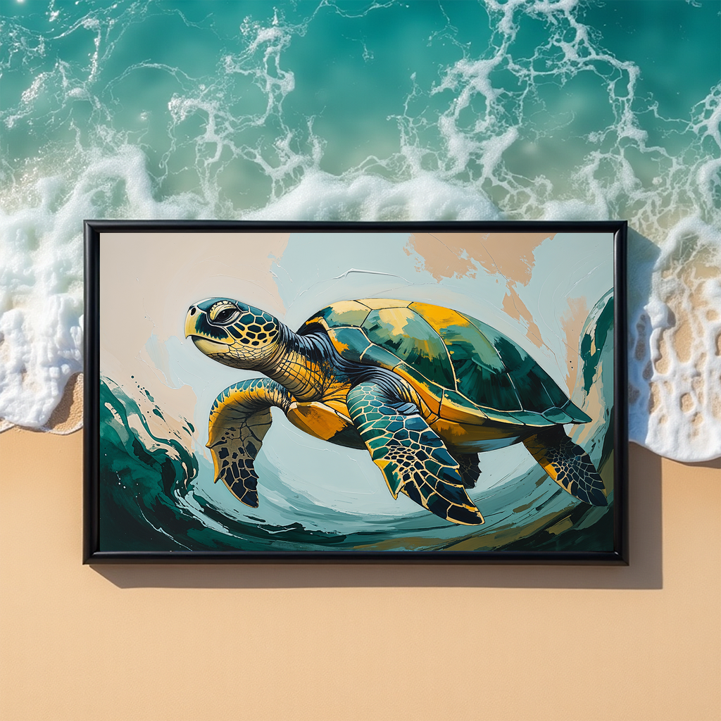 Abstract Sea Turtle Painting Wall Art | Digital Download