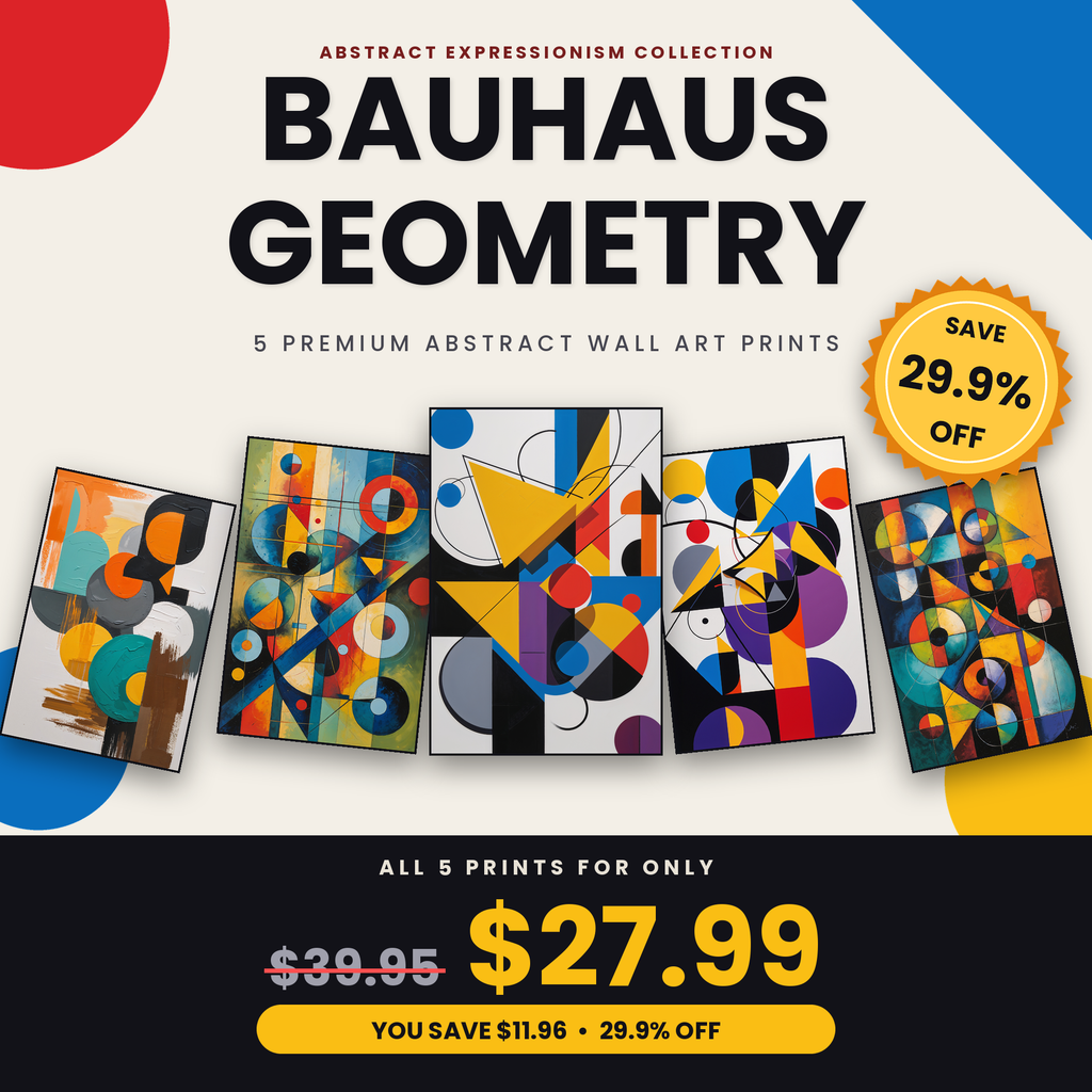 Bauhaus Geometry - 5 Premium Abstract Wall Art Prints Bundle
