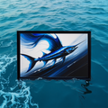 Abstract Blue Sailfish Painting Wall Art | Digital Download