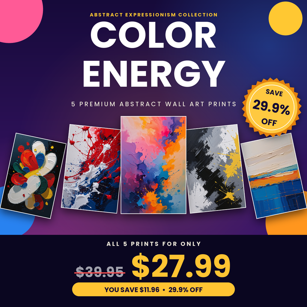 Color Energy - 5 Premium Abstract Wall Art Prints Bundle