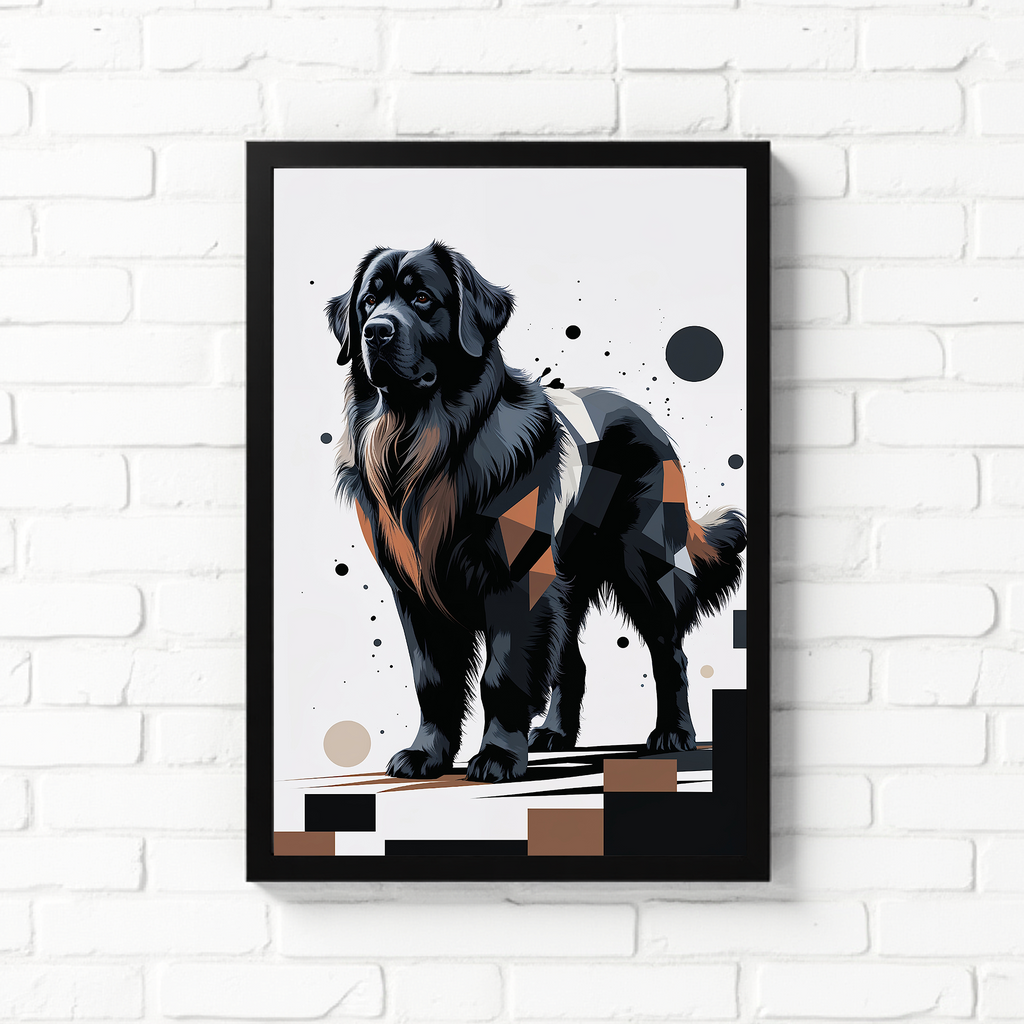 Geometric Newfoundland Dog Art Print | Digital Download