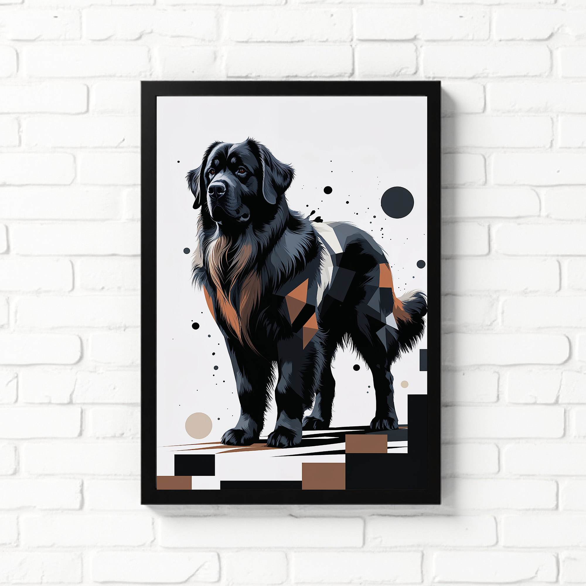 Geometric Newfoundland Dog Art Print | Digital Download