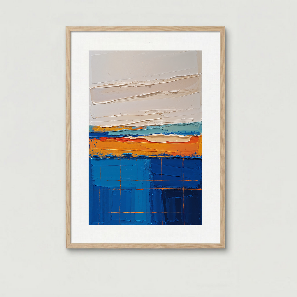 Textured Expressionism Blue and Orange Wall Art | Digital Download