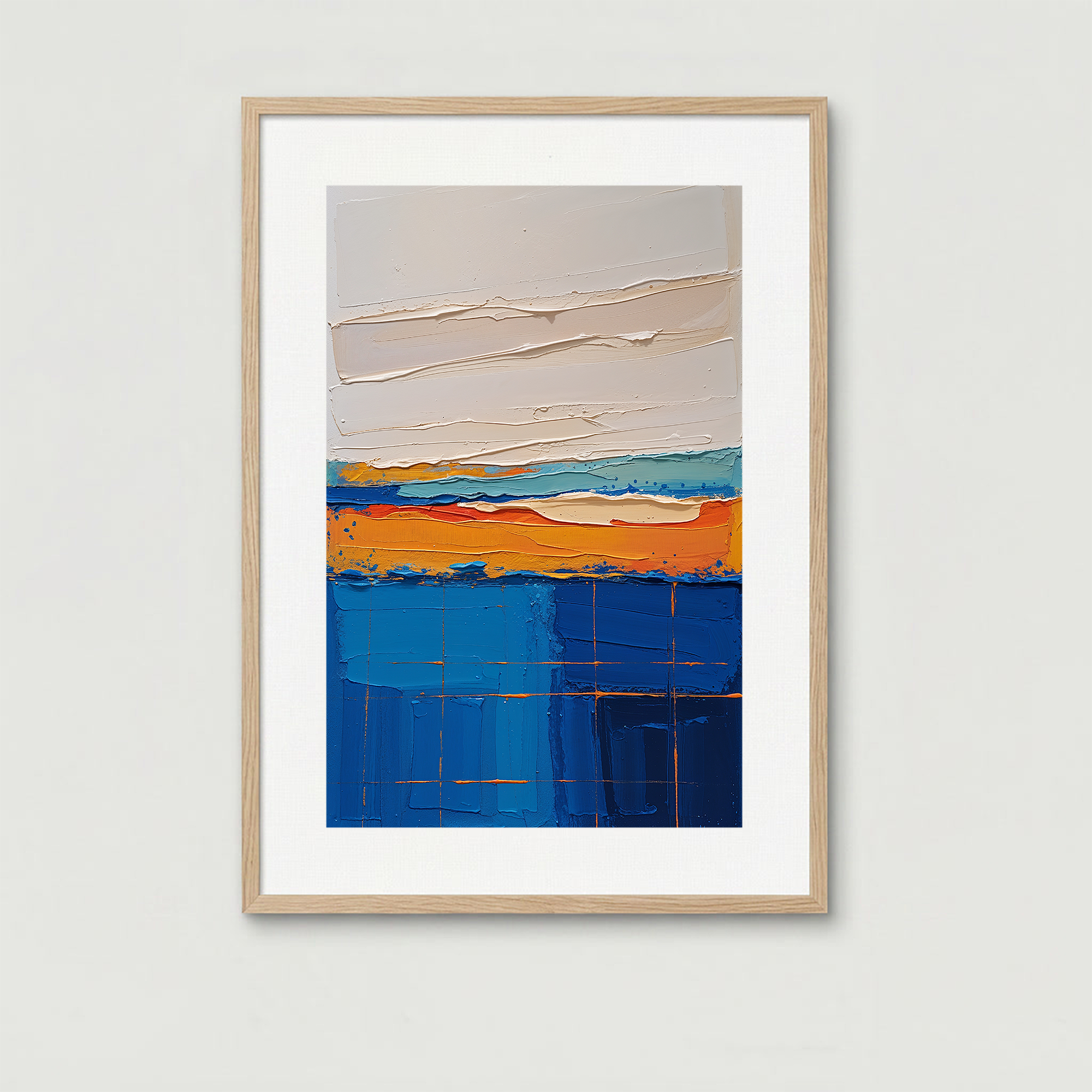 Textured Expressionism Blue and Orange Wall Art | Digital Download