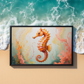 Abstract Orange Seahorse Watercolor Painting Art | Digital Download